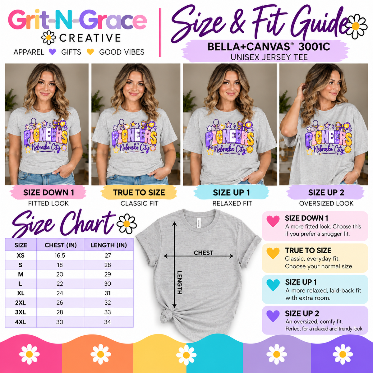 Nebraska City Pioneers Patchwork Spirit Tee (Bella+Canvas Silver)