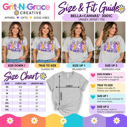 Nebraska City Pioneers Patchwork Spirit Tee (Bella+Canvas Silver)
