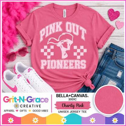 Pink Out Pioneers Graphic Tee (Bella Canvas Charity Pink)