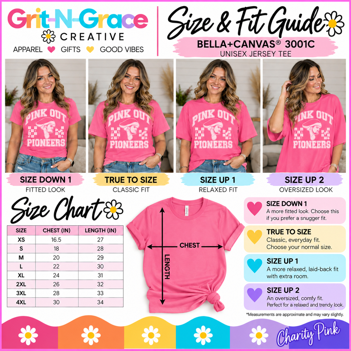 Pink Out Pioneers Graphic Tee (Bella Canvas Charity Pink)