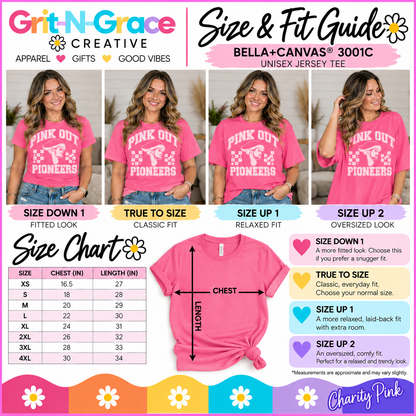 Pink Out Pioneers Graphic Tee (Bella Canvas Charity Pink)