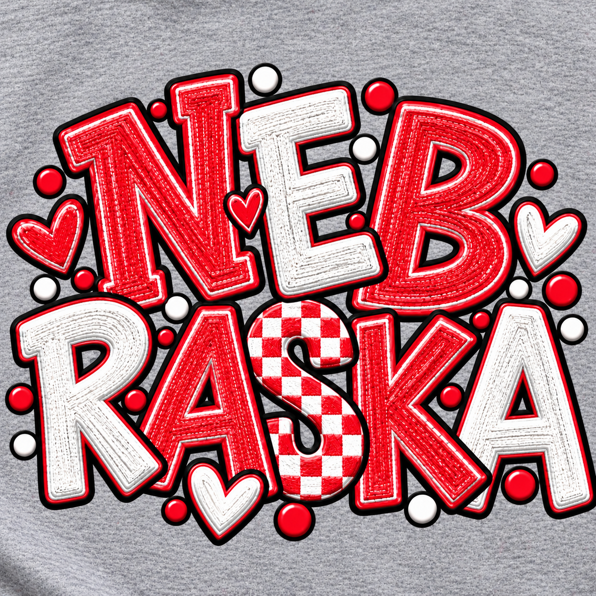 Nebraska Red & White Varsity Spirit Crewneck Sweatshirt | Bella+Canvas 3901 Heather Athletic
