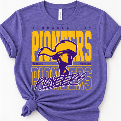 Nebraska City Pioneers Mascot Tee (Bella Canvas Heather Lapis)