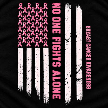 No One Fights Alone Breast Cancer Awareness Tee | BELLA+CANVAS Black